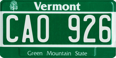 VT license plate CAO926