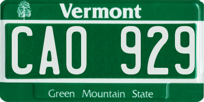 VT license plate CAO929