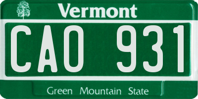 VT license plate CAO931