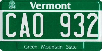 VT license plate CAO932
