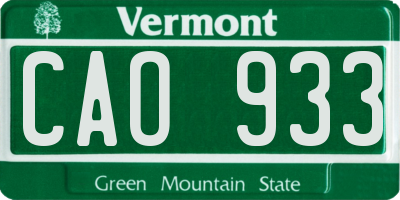 VT license plate CAO933