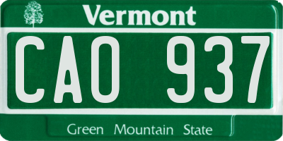 VT license plate CAO937