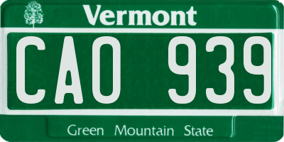 VT license plate CAO939
