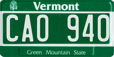 VT license plate CAO940