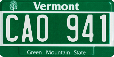 VT license plate CAO941