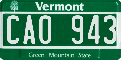 VT license plate CAO943
