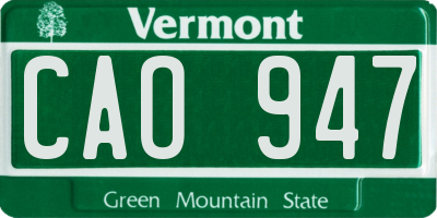 VT license plate CAO947