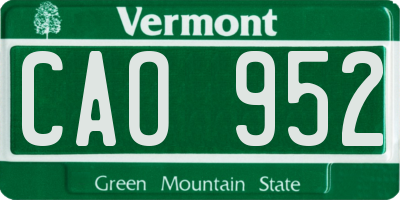 VT license plate CAO952