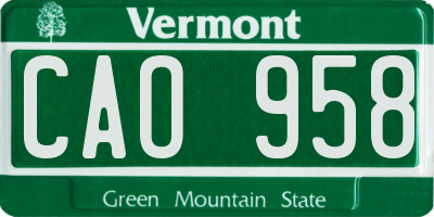 VT license plate CAO958