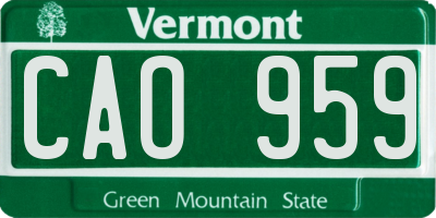 VT license plate CAO959