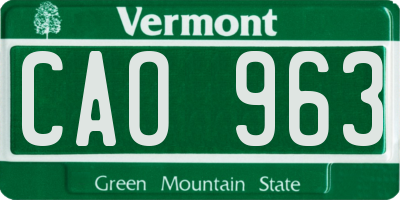 VT license plate CAO963