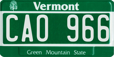 VT license plate CAO966