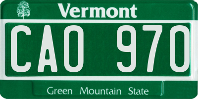 VT license plate CAO970