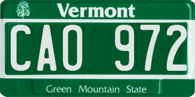 VT license plate CAO972