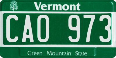 VT license plate CAO973
