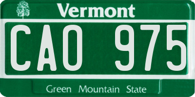 VT license plate CAO975