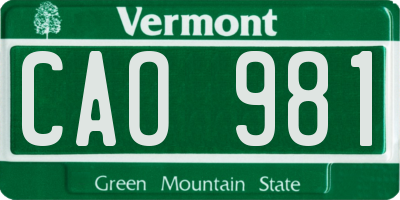 VT license plate CAO981