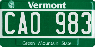 VT license plate CAO983