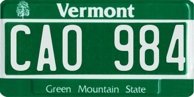 VT license plate CAO984