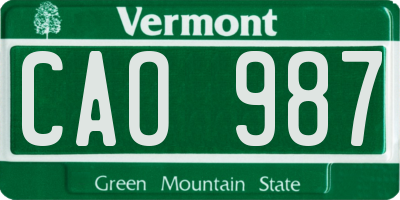 VT license plate CAO987