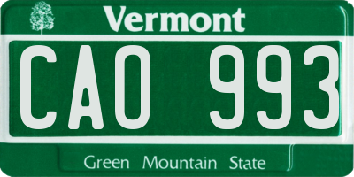 VT license plate CAO993
