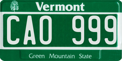 VT license plate CAO999