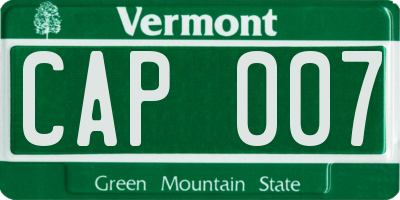 VT license plate CAP007