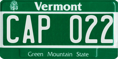 VT license plate CAP022