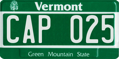 VT license plate CAP025