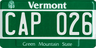 VT license plate CAP026