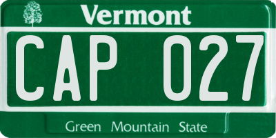 VT license plate CAP027