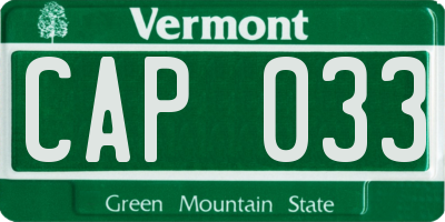 VT license plate CAP033