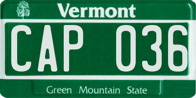 VT license plate CAP036