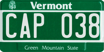 VT license plate CAP038