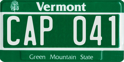 VT license plate CAP041