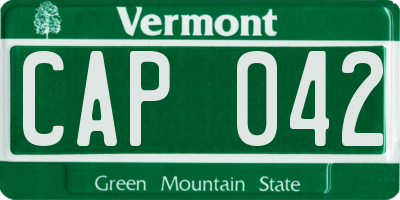 VT license plate CAP042