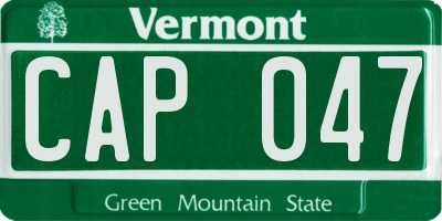 VT license plate CAP047