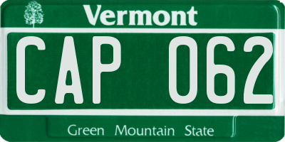 VT license plate CAP062