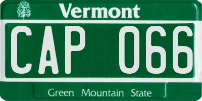 VT license plate CAP066