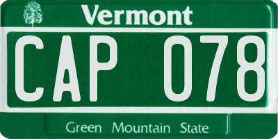 VT license plate CAP078