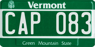 VT license plate CAP083