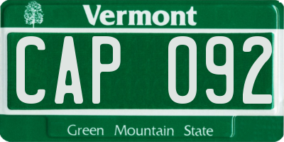 VT license plate CAP092