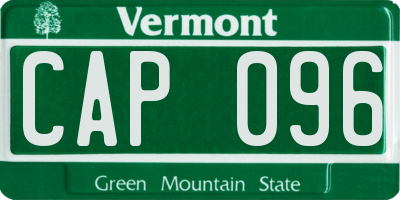 VT license plate CAP096