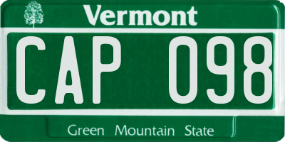 VT license plate CAP098