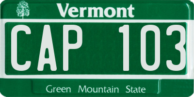 VT license plate CAP103