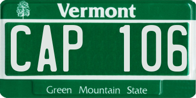 VT license plate CAP106