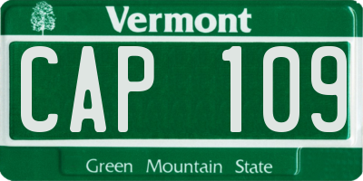 VT license plate CAP109