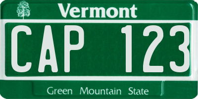 VT license plate CAP123