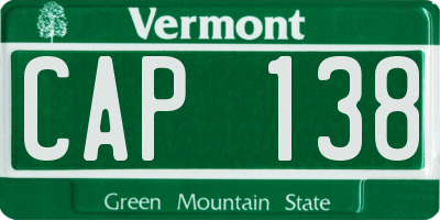 VT license plate CAP138