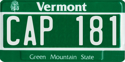 VT license plate CAP181